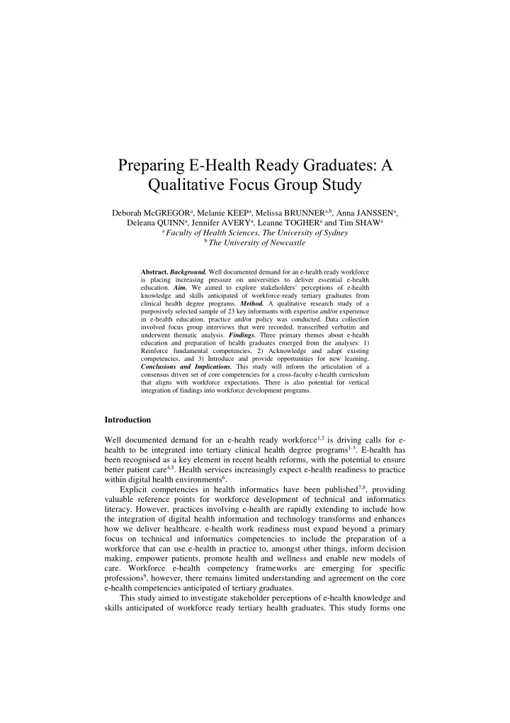 preparing e health ready graduates a qualitative focus