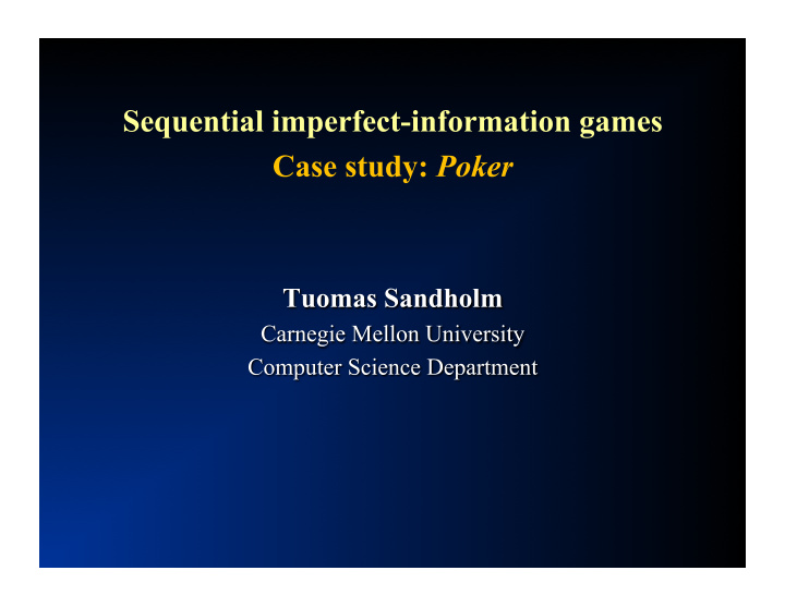 sequential imperfect information games