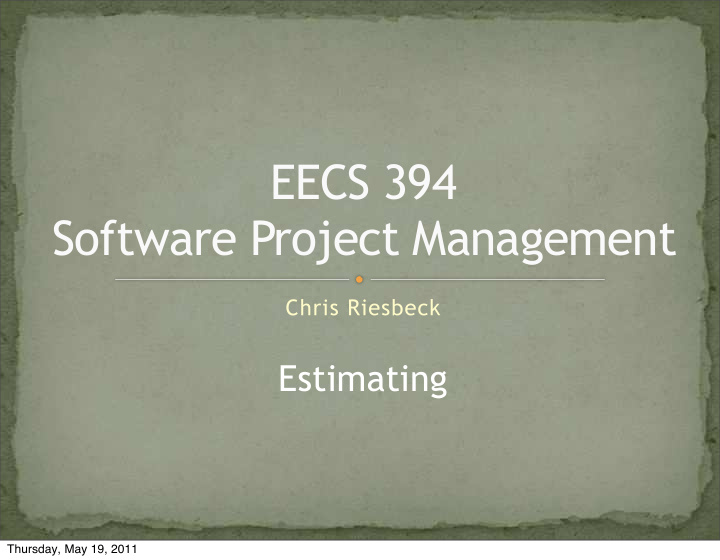 eecs 394 software project management