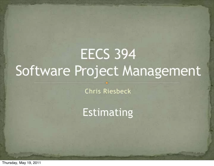 eecs 394 software project management