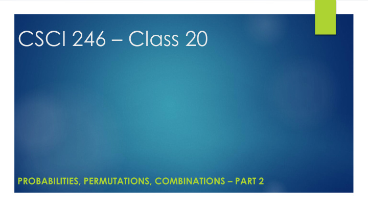csci 246 class 20