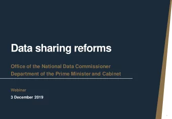Data sharing reforms  Office of the National Data Commissioner  Department of the Prime Minister