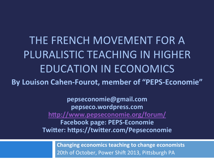 the french movement for a pluralistic teaching in higher