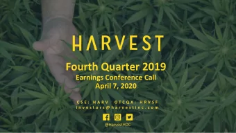 Fourth Quarter 2019  Earnings Conference Call  April 7, 2020  C S E :  H A R V   O T C Q X :  H R V