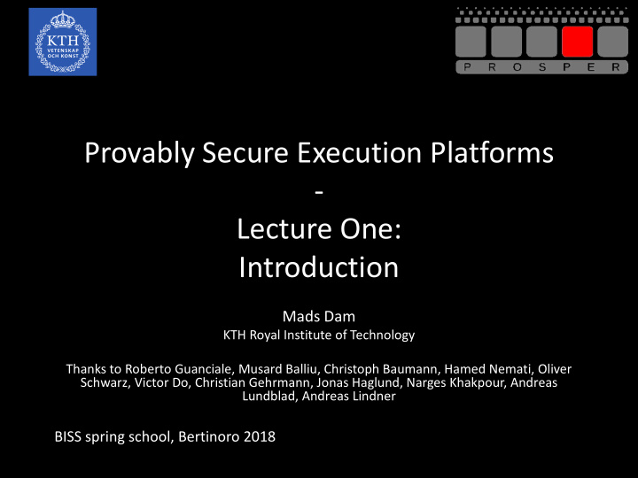 provably secure execution platforms lecture one