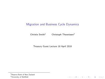 Migration and Business Cycle Dynamics Christie Smith 1 Christoph Thoenissen 2  Treasury Guest