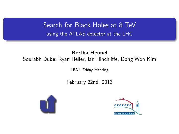 search for black holes at 8 tev
