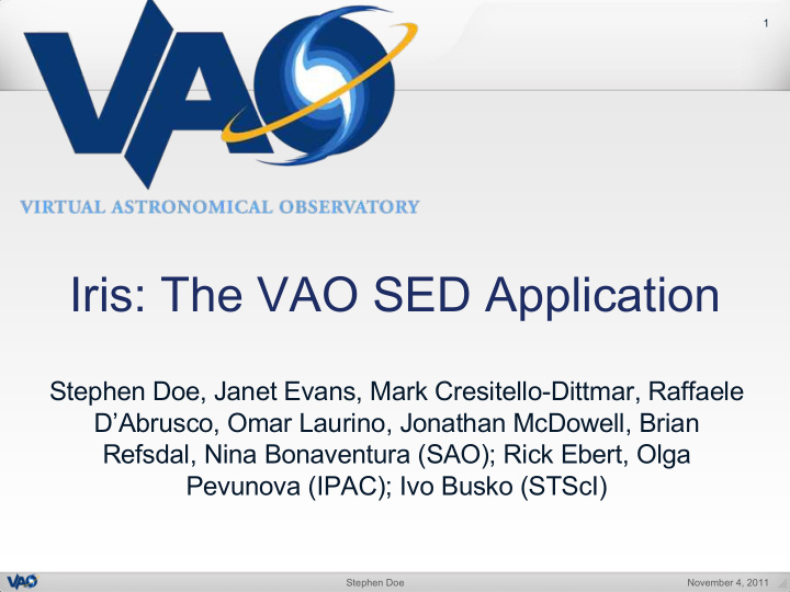 iris the vao sed application