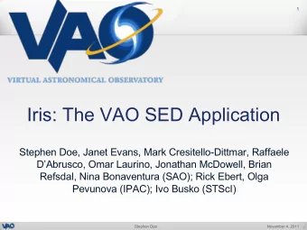 Iris: The VAO SED Application  Stephen Doe, Janet Evans, Mark Cresitello-Dittmar, Raffaele