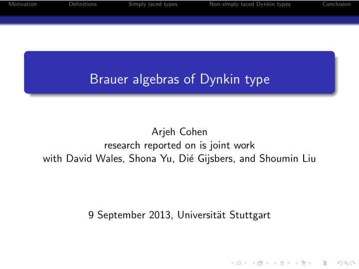 brauer algebras of dynkin type