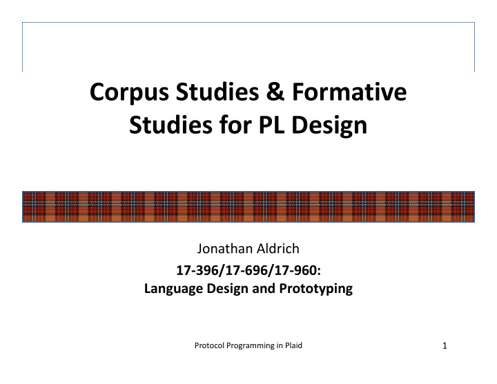corpus studies formative studies for pl design