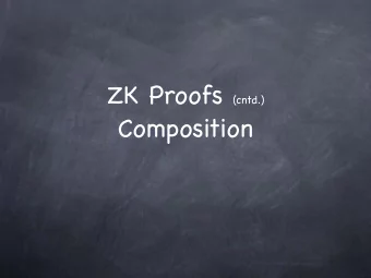 ZK Proofs (cntd.)  Composition ZK Proofs (cntd.)  Composition  Lecture 16  An Example  RECALL  An