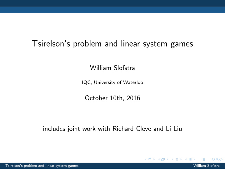 tsirelson s problem and linear system games