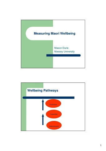 Measuring Maori Wellbeing  Mason Durie  Massey University  Wellbeing Pathways  Outcomes  Capacities