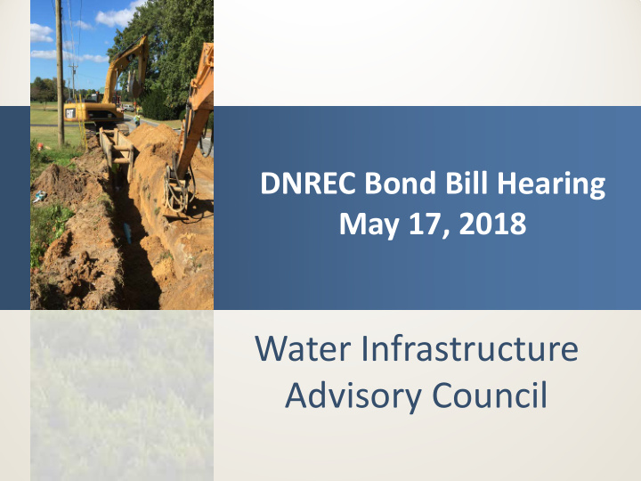 water infrastructure advisory council role of the council