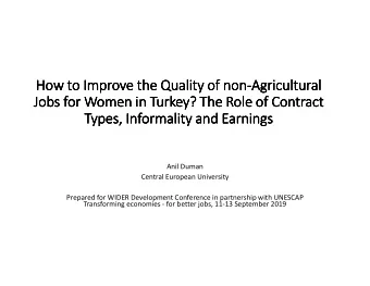 How to Improve the Quality of non-  How to Improve the Quality of non  -Agricultural  Agricultural
