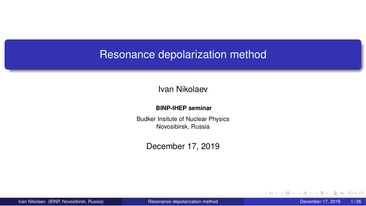 resonance depolarization method