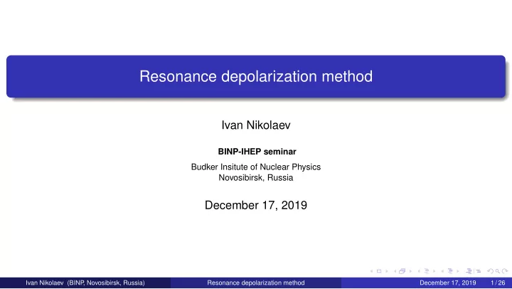 resonance depolarization method
