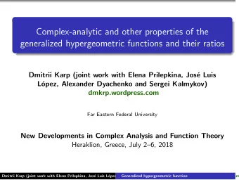 Complex-analytic and other properties of the  generalized hypergeometric functions and their ratios