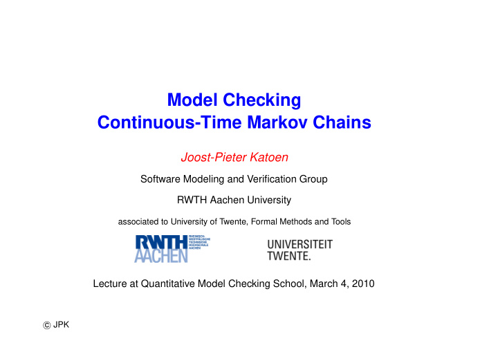 model checking continuous time markov chains