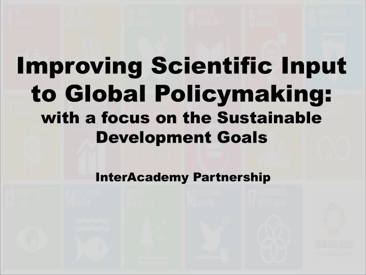 to global policymaking