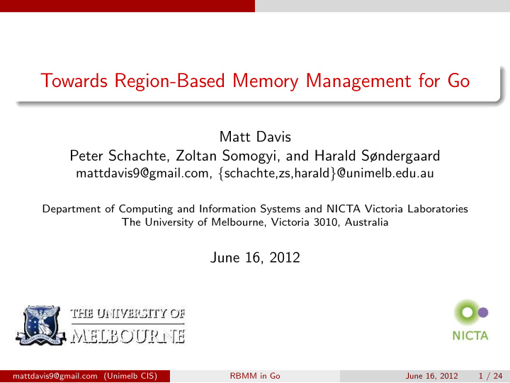 towards region based memory management for go