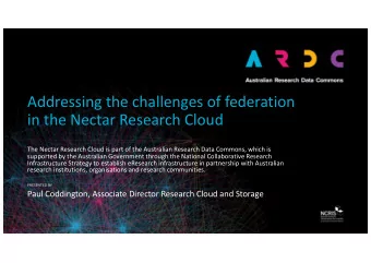 Addressing(the(challenges of federation  in the Nectar(Research(Cloud