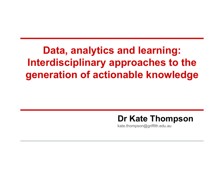 data analytics and learning interdisciplinary approaches