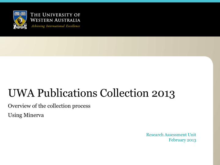uwa publications collection 2013