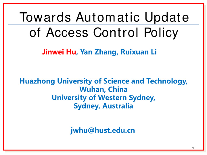 towards automatic update of access control policy