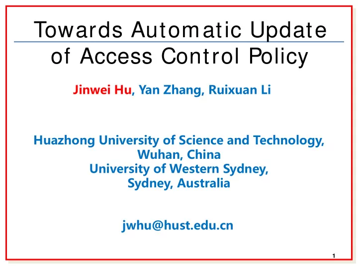 towards automatic update of access control policy