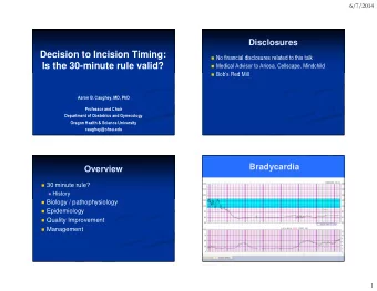 Decision to Incision Timing:  No financial disclosures related to this talk  Is the 30-minute