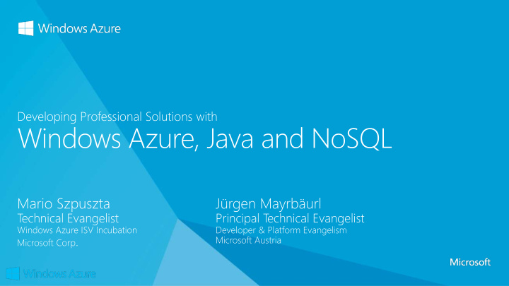 windows azure java and nosql