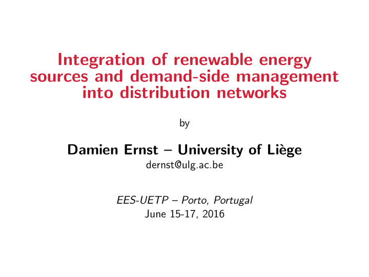integration of renewable energy sources and demand side