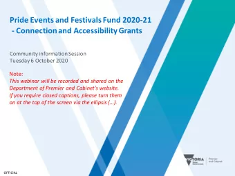 Pride Events and Festivals Fund 2020-21  - Connection and Accessibility Grants  Community