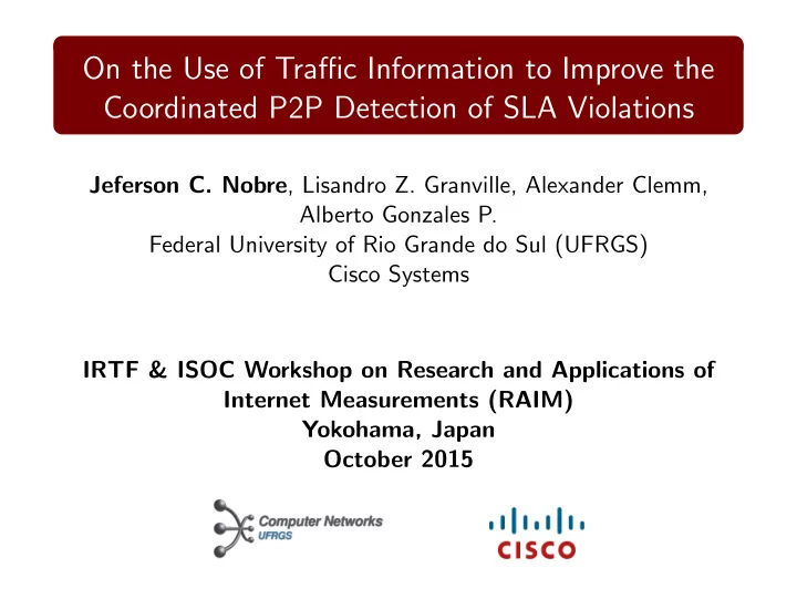 on the use of traffic information to improve the