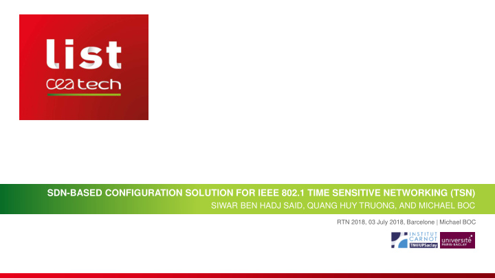 sdn based configuration solution for ieee 802 1 time
