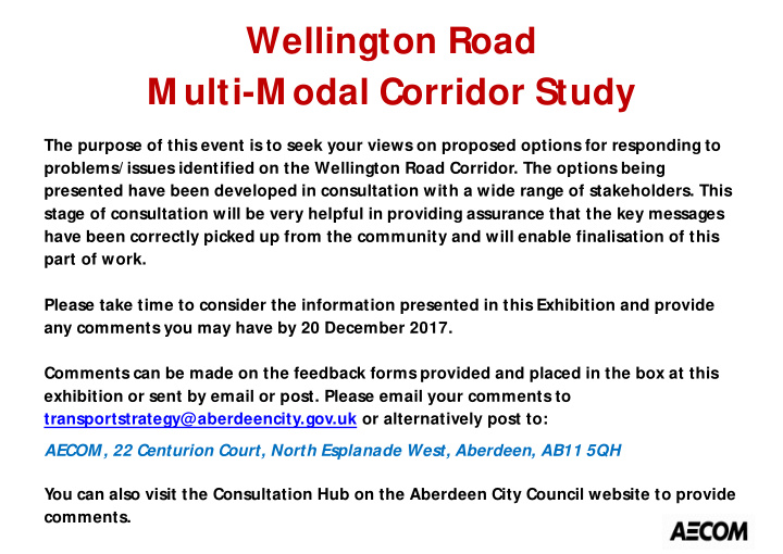 wellington road m ulti m odal corridor study
