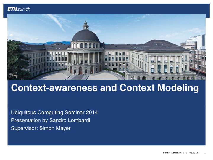 context awareness and context modeling