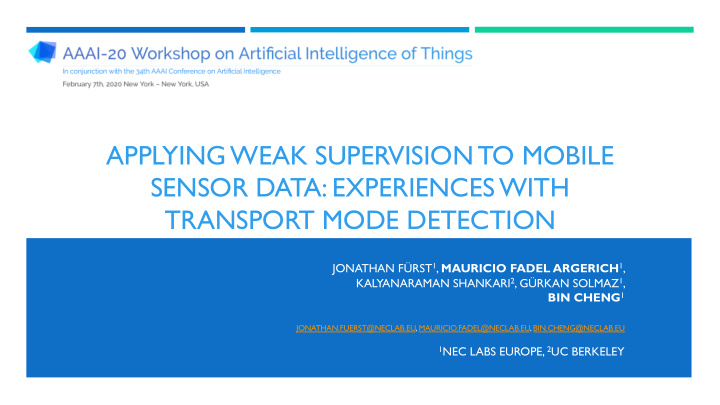 applying weak supervision to mobile sensor data