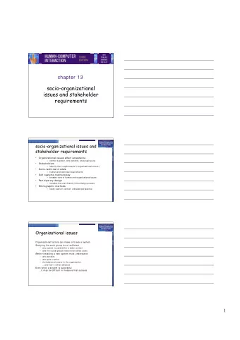 socio-organizational  issues and stakeholder  requirements  socio-organizational issues and