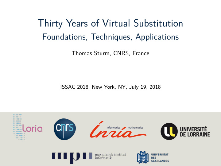 thirty years of virtual substitution