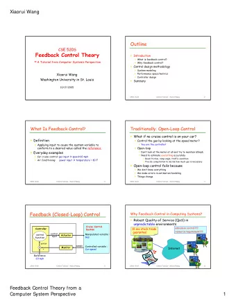 Feedback Control Theory  Introduction - A Tutorial from Computer Systems Perspective  What