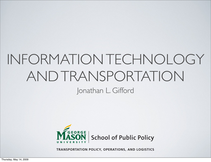 information technology and transportation