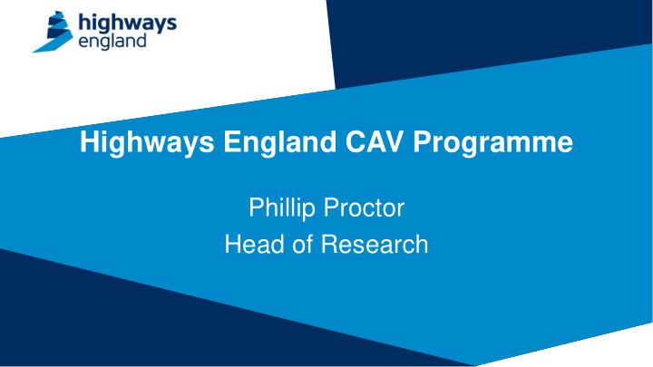 highways england cav programme