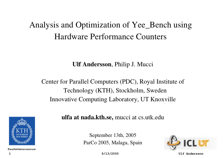 analysis and optimization of yee bench using hardware