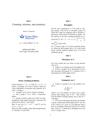 Counting, structure, and symmetry  Examples For the four combinations of  the null or com- plete