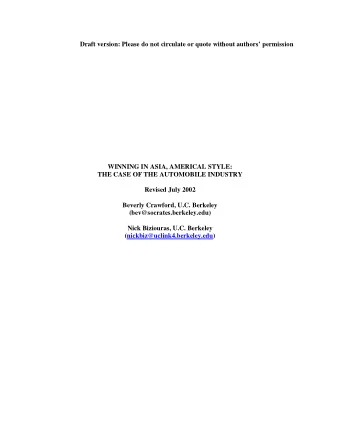 Draft version: Please do not circulate or quote without authors permission  WINNING IN ASIA,