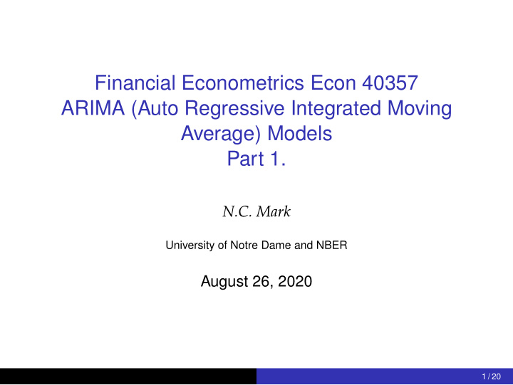 financial econometrics econ 40357 arima auto regressive