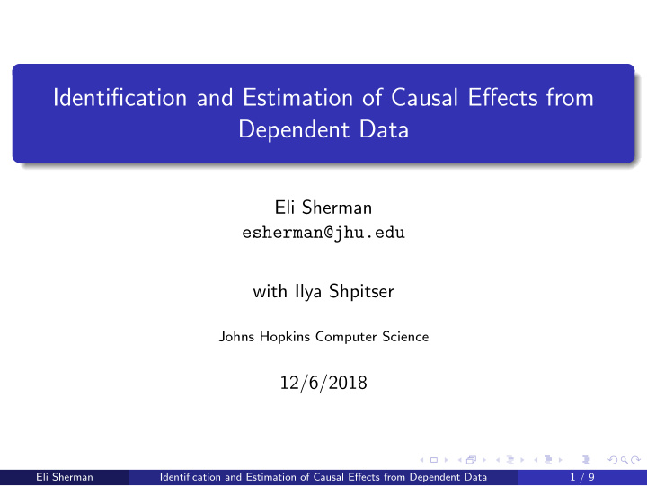 identification and estimation of causal effects from